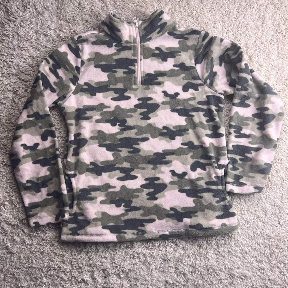 GIRLS CHILDREN’S PLACE CAMO FLEECE PULLOVER GUC SIZE L 10/12